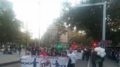 Cabeza de la manifestación contra los tratados comerciales celebrada este sábado en Zaragoza