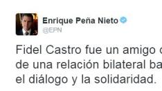 Peña Nieto envía sus condolencias a través de Twitter.