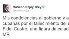 Mariano Rajoy expresa sus condolencias por la muerte de Castro en Twiter.