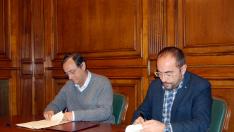 El presidente de la Diputación de Soria, Luis Rey, y el director de la Fundación Cesefor, Antonio Taboada, han suscrito este viernes un convenio de colaboración