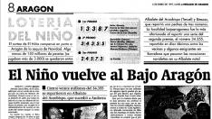 Así fue la página del Heraldo de Aragón del 6 de enero de 1997 que anunciaba el premio en Albalate del Arzobispo.