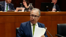 El consejero de Hacienda, Fernando Gimeno, en una comparecencia en la comisión de Hacienda de las Cortes.