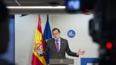 Rajoy durante su comparecencia en Bruselas este sábado.