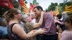 El candidato a las primarias para la secretaría general del PSOE, Pedro Sánchez, este miércoles en un acto en Zaragoza