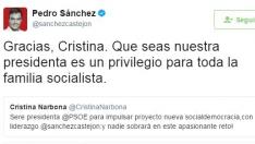 Pedro Sánchez cree que es un "privilegio" para el PSOE que Narbona lo presida