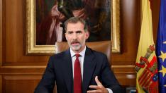 El rey Felipe, este martes, en el Palacio de la Zarzuela.
