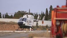 El helicóptero de la Guardia Civil de Logroño tiene estos días su base de operaciones en Fraga.