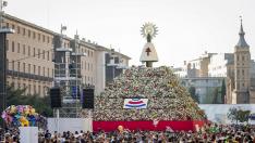 La plaza del Pilar, durante la Ofrenda de Flores del año 2017.