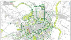 Mapa actual de carriles bici y propuestas ciudadanas para la ampliación de la red.