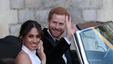 Meghan Markle y el príncipe Harry, el sábado.