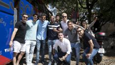 Los jugadores del Huesca, en imagen un grupo de ellos en la recepción del miércoles en el Ayuntamiento, han vivido unos días intensos.