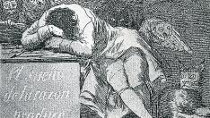 Goya fue un maestro del aforismo en sus grabados, como se ve en este detalle magistral: "El sueño de la razón produce monstruos".