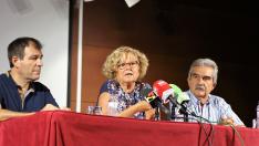 Ricardo Alcañíz, teniente de alcalde de Fraga; Magdalena Godia, alcaldesa de Mequinenza y José Evaristo Cabistañn, alcalde de Torrente de Cinca y presidente de la Comarca del Bajo Cinca.