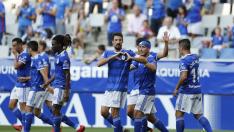 Toché celebra el primer gol del Oviedo en la presente temporada.
