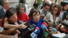 Soraya, preguntada por los periodistas.