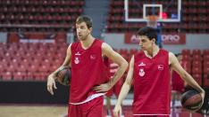 Fran Vázquez y Carlos Alocén, en un entrenamiento en el Príncipe Felipe.