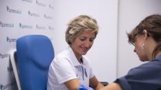 Cecilia Bona, en el reconocimiento médico este miércoles en el hospital Quirón de Zaragoza.