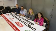 Los representantes de los cuatro sindicatos llamando a la movilización