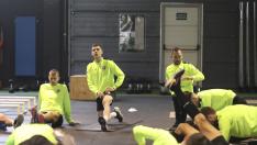 Entrenamiento a cubierto de la SD Huesca para cerrar la semana