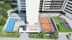 Entre las zonas comunes encontramos una pista de pádel, dos piscinas y unas magníficas zonas verdes.