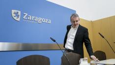 Fernando Rivarés, este lunes en una comparecencia en el Ayuntamiento de Zaragoza.