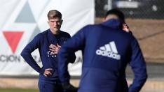 Raúl Guti, en un entrenamiento de esta semana
