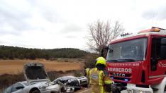 Intervención de los bomberos de la DPT en el accidente.