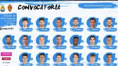 Lista de convocados del Real Zaragoza para el viaje a Las Palmas.