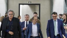 Tardà, a la izquierda, junto a otros portavoces parlamentarios