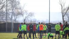 La SD Huesca se ha entrenado este martes en el IES Pirámide.