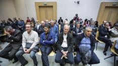 Los principales acusados en el caso Plaza, durante el juicio celebrado en la Audiencia de Zaragoza