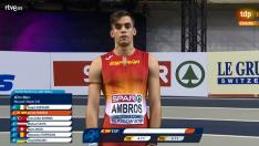 Daniel Ambrós, instantes antes de la carrera de 60 metros lisos en Glasgow.