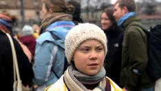 La activista sueca de 16 años, Greta Thunberg, en una manifestación la semana pasada en Estocolmo.