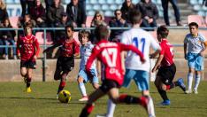 Imagel del partido alevín jugado en la Ciudad Deportiva entre el Real Zaragoza y el Montecarlo