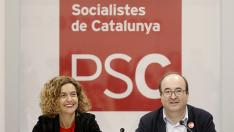 La ejecutiva del PSC, presidida por Meritxell Batet y Miquel Iceta.