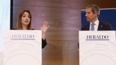 Díaz y Pérez Calvo durante el debate a la presidencia del Gobierno de Aragón.