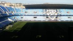 El estadio de La Rosaleda de Málaga, a las 19.30, hora y media antes del inicio del partido Málaga CF-Real Zaragoza.