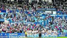 El Real Zaragoza, en el minuto de silencio por José Antonio Reyes de la pasada jornada en La Romareda