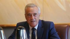 Javier Sada, en la primera reunión de la Mesa de las Cortes.
