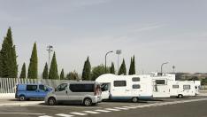 Área de autocaravanas de Zaragoza, este jueves por la mañana.
