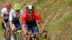 Cycling - Tour de France - The 160.5-km Stage 6 from Mulhouse to La Planche des Belles Filles - July 11, 2019 - Bahrain-Merida rider Dylan Teuns of Belgium, Wanty-Gobert Cycling Team rider Xandro Meurisse of Belgium and Trek-Segafredo rider Giulio Ciccone of Italy in action. REUTERS/Gonzalo Fuentes [[[REUTERS VOCENTO]]] CYCLING-FRANCE/