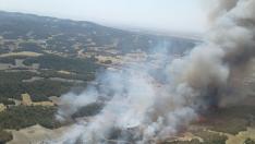 Incendio en Perdiguera, en la Sierra de Alcubierre.