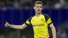 Sergio Gómez, durante un partido disputado con el Borussia Dortmund.