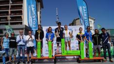 Podios masculino y femenino del Campeonato de España de rollerski.