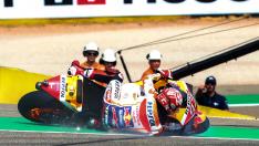 Marquez lidera con autoridad la primera jornada de entrenamientos del Gran Premio de Aragón de Moto GP.