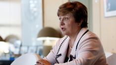 FILE PHOTO: Kristalina Georgieva, World Bank CEO and European candidate to become the new head of the IMF, attend a meeting with French Finance Minister Bruno Le Maire (not seen) at the Bercy Finance Ministry in Paris, France, August 23, 2019. REUTERS/Gonzalo Fuentes/File Photo [[[REUTERS VOCENTO]]] IMF-GEORGIEVA/