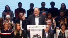 El presidente de la Generalitat, Quim Torra, durante el acto de inicio de campaña.