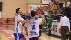 Fútbol Emotion celebra un gol en el pasado partido contra el O Parrulo Ferrol en el Siglo XXI