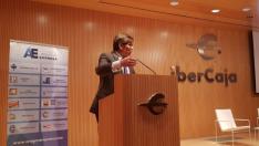 El vicepresidente y consejero de Industria, Competitividad y Desarrollo Empresarial del Gobierno de Aragón, Arturo Aliaga, participó en el acto de presentación del Plan Franquicias 2020.
