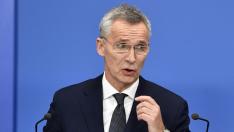 London (United Kingdom), 04/12/2019.- NATO Secretary-General Jens Stoltenberg attends a press conference during the NATO Summit in London, Britain, 04 December 2019. NATO countries' heads of states and governments gather in London for a two-day meeting. (Reino Unido, Londres) EFE/EPA/NEIL HALL Meeting of NATO Heads of State and Government London